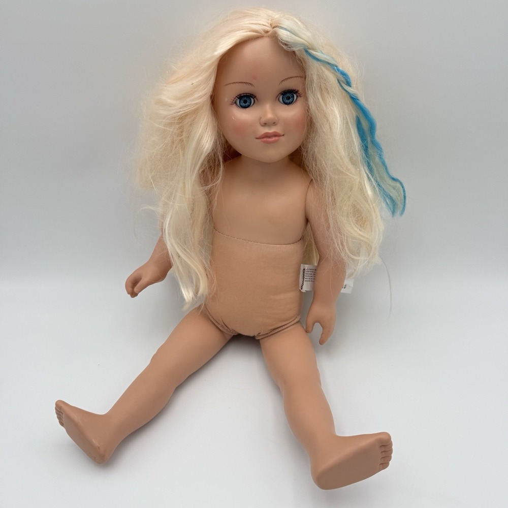 Cititoy My Life 18" Doll New No Clothes Blonde Hair Blue Eyes‎ Blue Hair Braided